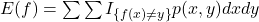 E(f) = \sum\sum I_{\{f(x) \neq y\}}p(x,y)dxdy
