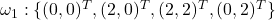 \omega_1: \{(0,0)^T, (2,0)^T, (2,2)^T, (0,2)^T\}